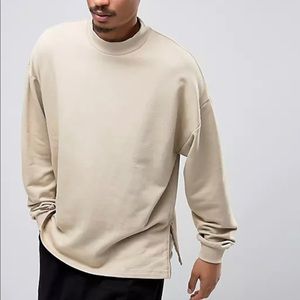 ASOS design Men’s oversized sweatshirt beige w/ gold side zips Large